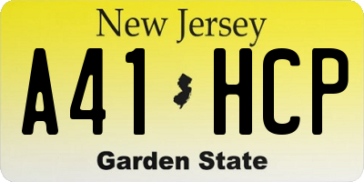 NJ license plate A41HCP