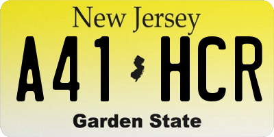 NJ license plate A41HCR