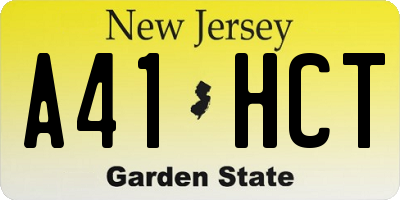 NJ license plate A41HCT