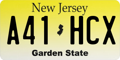 NJ license plate A41HCX