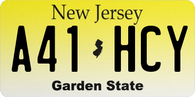 NJ license plate A41HCY