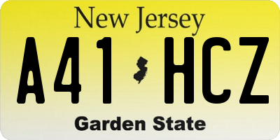 NJ license plate A41HCZ