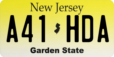 NJ license plate A41HDA