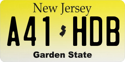 NJ license plate A41HDB