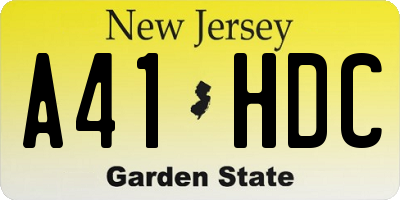 NJ license plate A41HDC