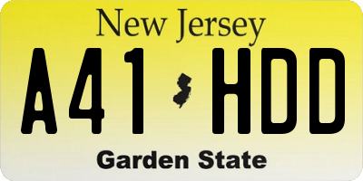 NJ license plate A41HDD