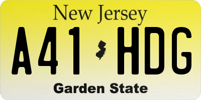 NJ license plate A41HDG