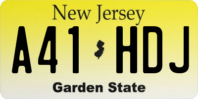 NJ license plate A41HDJ