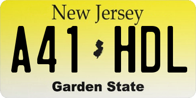 NJ license plate A41HDL