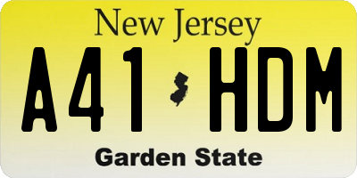 NJ license plate A41HDM