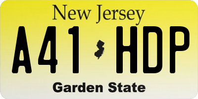 NJ license plate A41HDP