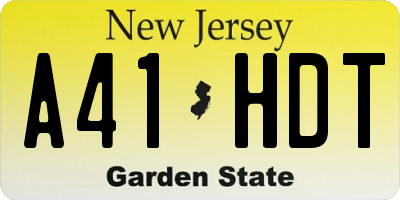 NJ license plate A41HDT