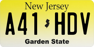NJ license plate A41HDV
