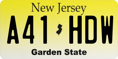 NJ license plate A41HDW
