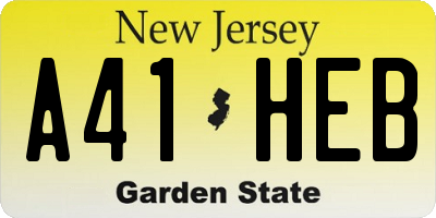 NJ license plate A41HEB