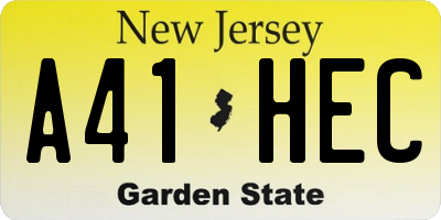 NJ license plate A41HEC