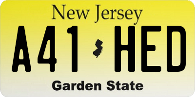 NJ license plate A41HED