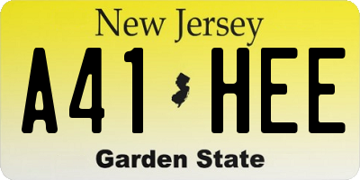 NJ license plate A41HEE