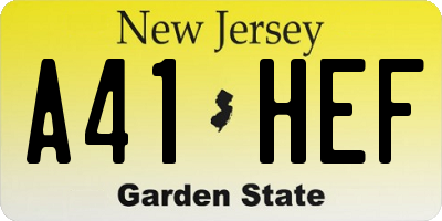 NJ license plate A41HEF