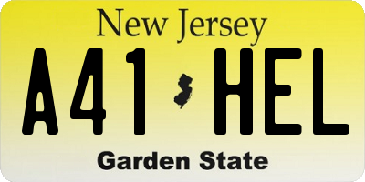 NJ license plate A41HEL