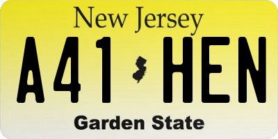 NJ license plate A41HEN