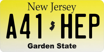 NJ license plate A41HEP