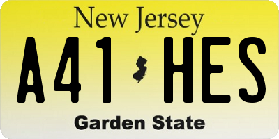 NJ license plate A41HES