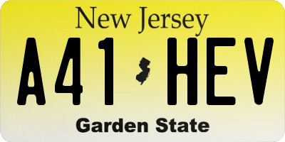 NJ license plate A41HEV