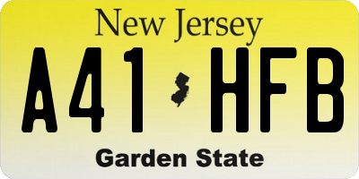 NJ license plate A41HFB