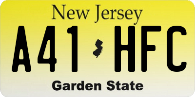 NJ license plate A41HFC