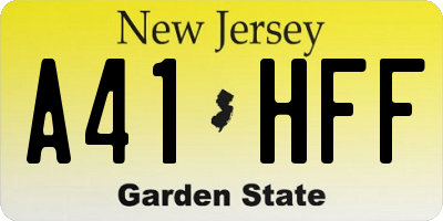 NJ license plate A41HFF