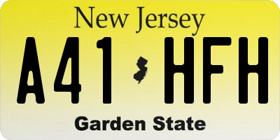 NJ license plate A41HFH