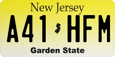 NJ license plate A41HFM