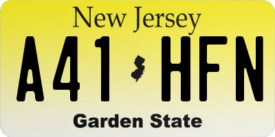 NJ license plate A41HFN