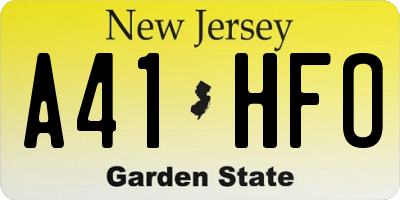 NJ license plate A41HFO