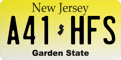NJ license plate A41HFS