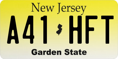 NJ license plate A41HFT