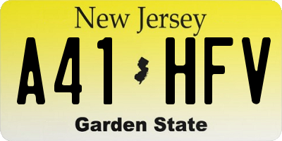 NJ license plate A41HFV