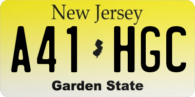 NJ license plate A41HGC