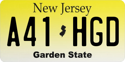 NJ license plate A41HGD