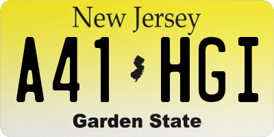 NJ license plate A41HGI