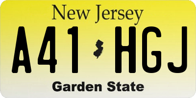 NJ license plate A41HGJ