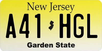 NJ license plate A41HGL
