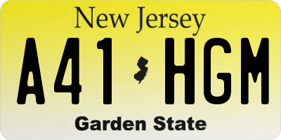 NJ license plate A41HGM
