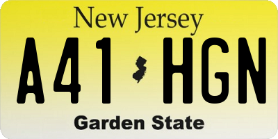 NJ license plate A41HGN