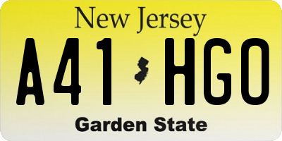 NJ license plate A41HGO