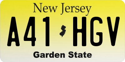 NJ license plate A41HGV