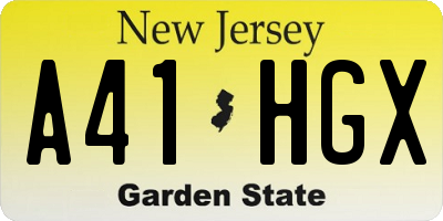 NJ license plate A41HGX