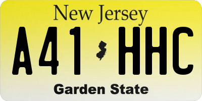 NJ license plate A41HHC