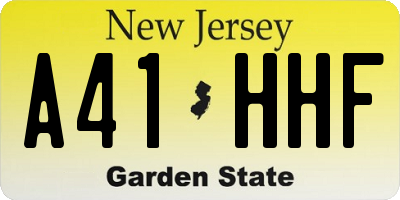 NJ license plate A41HHF